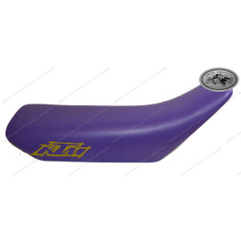 Seat purple, KTM 125 EGS/SX, model 1994 with logo printed on the sides, NOS part