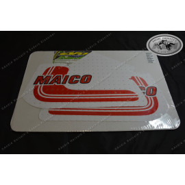 Graphics Kit Gas Tank Maico Mega 2 white background and red Logo, perforated