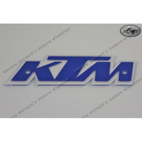 KTM Gas Tank Decal translucent Plastic with blue sticker, length 170mm, distance of mounting holes 127